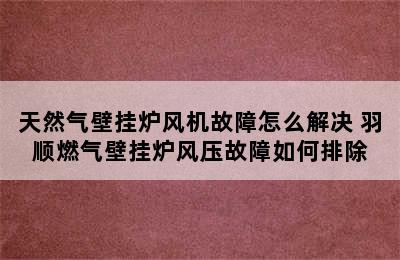 天然气壁挂炉风机故障怎么解决 羽顺燃气壁挂炉风压故障如何排除